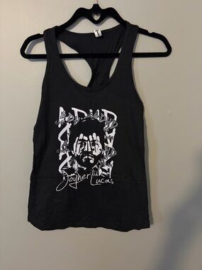 Black Joyner Lucas Racerback Tank with White Print